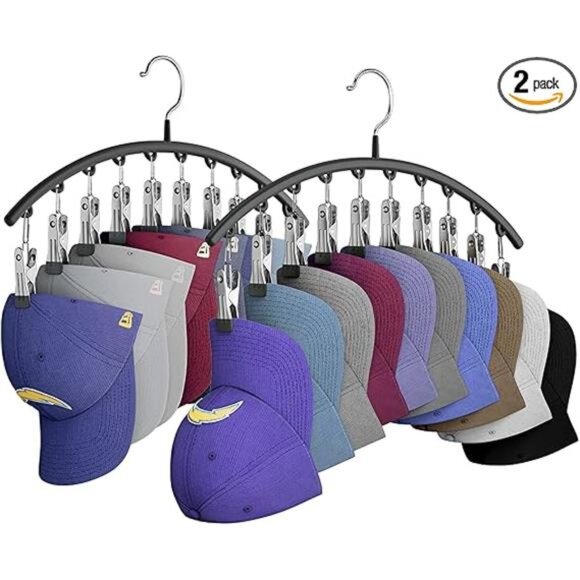 Hat Hangers for Closet, Metal Hat Organizer Racks for Baseball Caps 2 Pack Door - Picture 14 of 14